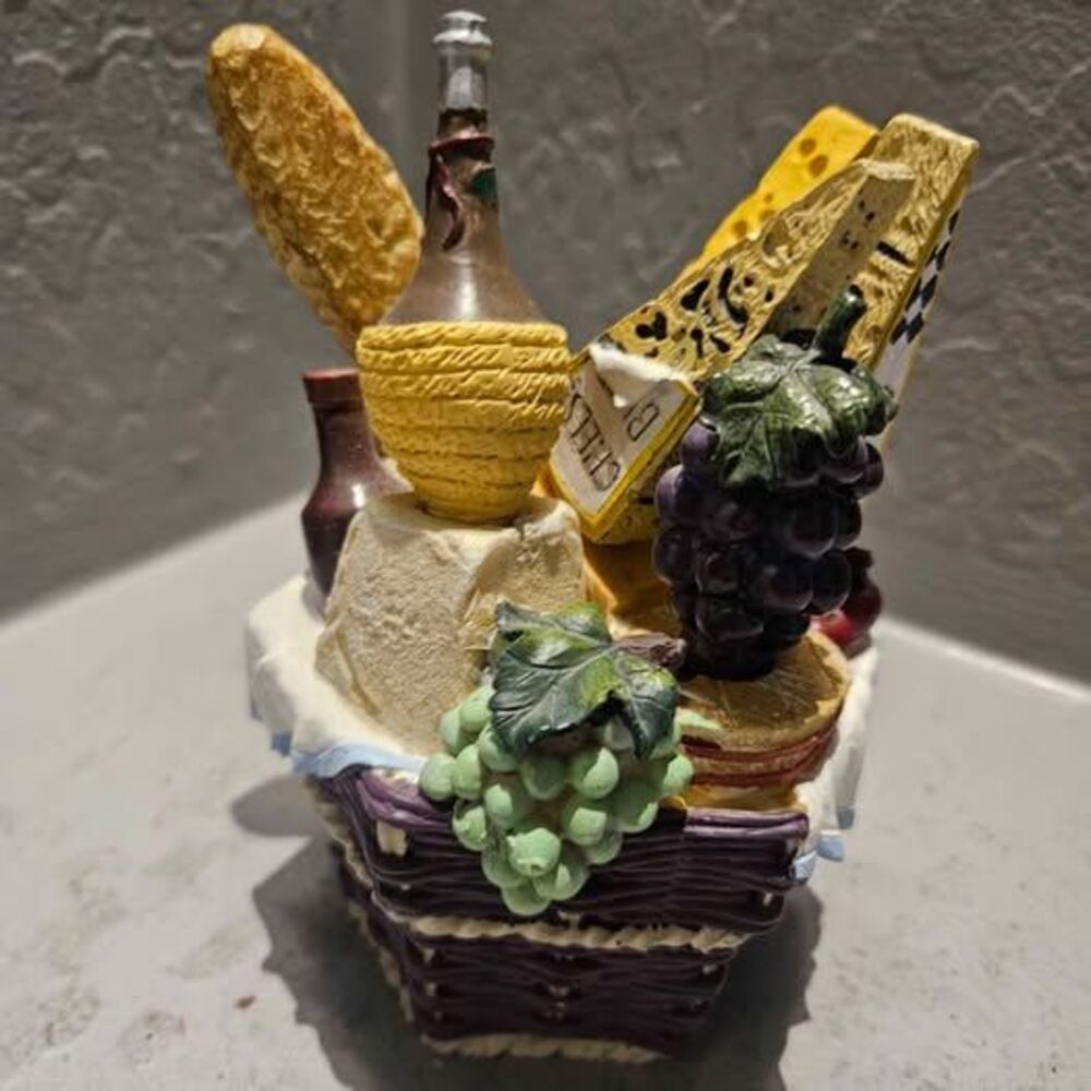 Wine and Cheese Picnic Basket Figurine one chip
